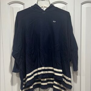 Vineyard Vines Girls Navy Blue Poncho Style Hoodie with White Stripes- Size: M/L